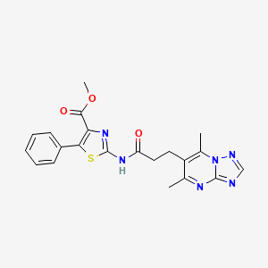 molecular formula C21H20N6O3S B11004605 Methyl 2-{[3-(5,7-dimethyl[1,2,4]triazolo[1,5-a]pyrimidin-6-yl)propanoyl]amino}-5-phenyl-1,3-thiazole-4-carboxylate 