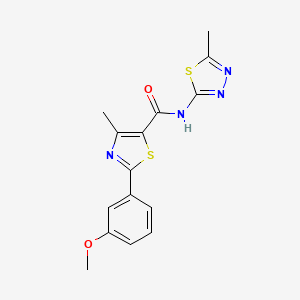 molecular formula C15H14N4O2S2 B11004627 2-(3-methoxyphenyl)-4-methyl-N-[(2E)-5-methyl-1,3,4-thiadiazol-2(3H)-ylidene]-1,3-thiazole-5-carboxamide 