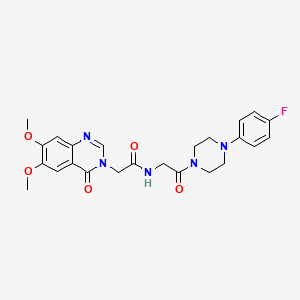 molecular formula C24H26FN5O5 B11004640 2-(6,7-dimethoxy-4-oxoquinazolin-3(4H)-yl)-N-{2-[4-(4-fluorophenyl)piperazin-1-yl]-2-oxoethyl}acetamide 