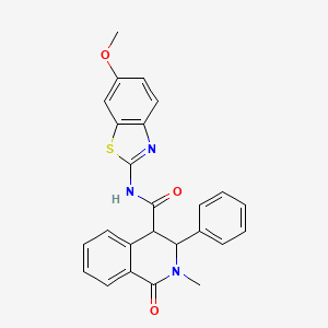 molecular formula C25H21N3O3S B11004656 N-[(2Z)-6-methoxy-1,3-benzothiazol-2(3H)-ylidene]-2-methyl-1-oxo-3-phenyl-1,2,3,4-tetrahydroisoquinoline-4-carboxamide 