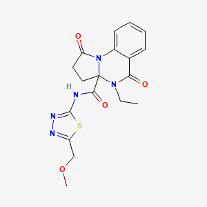 molecular formula C18H19N5O4S B11004725 4-ethyl-N-[(2Z)-5-(methoxymethyl)-1,3,4-thiadiazol-2(3H)-ylidene]-1,5-dioxo-2,3,4,5-tetrahydropyrrolo[1,2-a]quinazoline-3a(1H)-carboxamide 