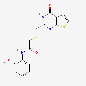 2-{[(4-hydroxy-6-methylthieno[2,3-d]pyrimidin-2-yl)methyl]sulfanyl}-N-(2-hydroxyphenyl)acetamide