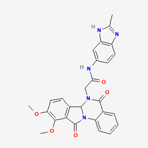 2-(9,10-dimethoxy-5,11-dioxo-6a,11-dihydroisoindolo[2,1-a]quinazolin-6(5H)-yl)-N-(2-methyl-1H-benzimidazol-6-yl)acetamide