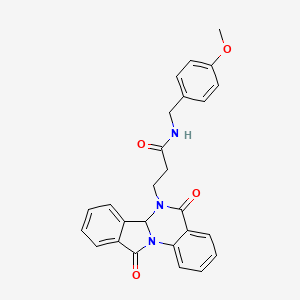 molecular formula C26H23N3O4 B11004816 3-(5,11-dioxo-6a,11-dihydroisoindolo[2,1-a]quinazolin-6(5H)-yl)-N-(4-methoxybenzyl)propanamide 