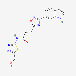 3-(3-(1H-indol-6-yl)-1,2,4-oxadiazol-5-yl)-N-(5-(methoxymethyl)-1,3,4-thiadiazol-2-yl)propanamide