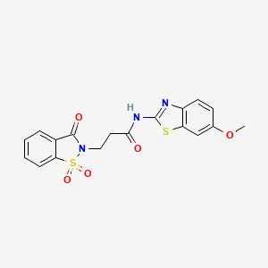 3-(1,1-dioxido-3-oxo-1,2-benzothiazol-2(3H)-yl)-N-(6-methoxy-1,3-benzothiazol-2-yl)propanamide