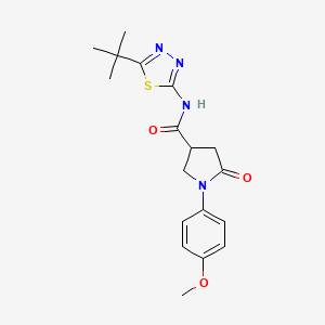 molecular formula C18H22N4O3S B11004896 N-(5-tert-butyl-1,3,4-thiadiazol-2-yl)-1-(4-methoxyphenyl)-5-oxopyrrolidine-3-carboxamide 