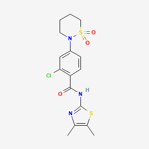 2-chloro-N-[(2E)-4,5-dimethyl-1,3-thiazol-2(3H)-ylidene]-4-(1,1-dioxido-1,2-thiazinan-2-yl)benzamide