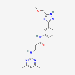 molecular formula C19H23N7O2 B11004916 N~3~-(4,6-dimethylpyrimidin-2-yl)-N-{3-[5-(methoxymethyl)-1H-1,2,4-triazol-3-yl]phenyl}-beta-alaninamide 