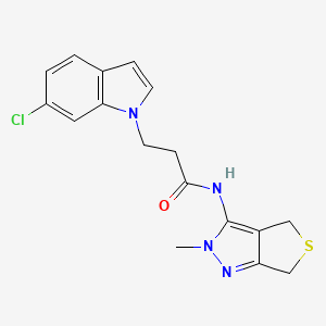 3-(6-chloro-1H-indol-1-yl)-N-(2-methyl-2,6-dihydro-4H-thieno[3,4-c]pyrazol-3-yl)propanamide