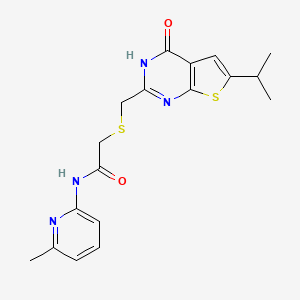 molecular formula C18H20N4O2S2 B11004952 2-({[4-hydroxy-6-(propan-2-yl)thieno[2,3-d]pyrimidin-2-yl]methyl}sulfanyl)-N-(6-methylpyridin-2-yl)acetamide 