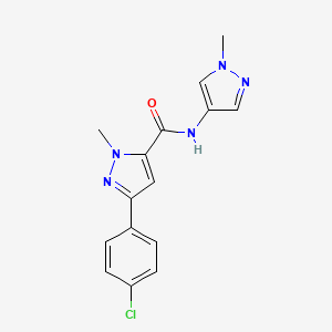 molecular formula C15H14ClN5O B11004958 3-(4-chlorophenyl)-1-methyl-N-(1-methyl-1H-pyrazol-4-yl)-1H-pyrazole-5-carboxamide 