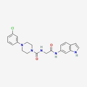 molecular formula C21H22ClN5O2 B11005030 4-(3-chlorophenyl)-N-[2-(1H-indol-6-ylamino)-2-oxoethyl]piperazine-1-carboxamide 