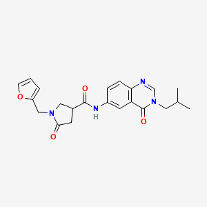 1-(furan-2-ylmethyl)-N-[3-(2-methylpropyl)-4-oxo-3,4-dihydroquinazolin-6-yl]-5-oxopyrrolidine-3-carboxamide