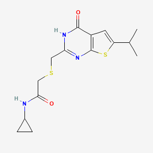 N-cyclopropyl-2-({[4-hydroxy-6-(propan-2-yl)thieno[2,3-d]pyrimidin-2-yl]methyl}sulfanyl)acetamide