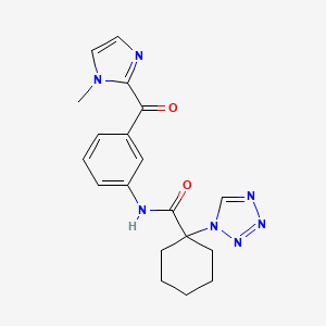 molecular formula C19H21N7O2 B11005215 N-{3-[(1-methyl-1H-imidazol-2-yl)carbonyl]phenyl}-1-(1H-tetrazol-1-yl)cyclohexanecarboxamide 