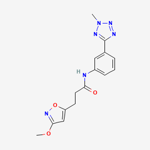 3-(3-methoxy-1,2-oxazol-5-yl)-N-[3-(2-methyl-2H-tetrazol-5-yl)phenyl]propanamide