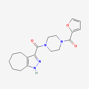 molecular formula C18H22N4O3 B11005256 Furan-2-yl[4-(2,4,5,6,7,8-hexahydrocyclohepta[c]pyrazol-3-ylcarbonyl)piperazin-1-yl]methanone 