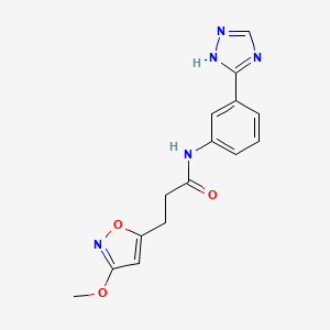 molecular formula C15H15N5O3 B11005264 3-(3-methoxy-1,2-oxazol-5-yl)-N-[3-(1H-1,2,4-triazol-3-yl)phenyl]propanamide 