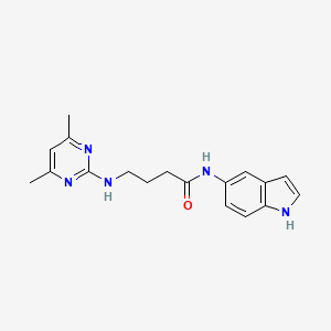 molecular formula C18H21N5O B11005284 4-((4,6-dimethylpyrimidin-2-yl)amino)-N-(1H-indol-5-yl)butanamide 