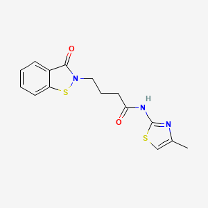 molecular formula C15H15N3O2S2 B11005389 N-[(2Z)-4-methyl-1,3-thiazol-2(3H)-ylidene]-4-(3-oxo-1,2-benzothiazol-2(3H)-yl)butanamide 