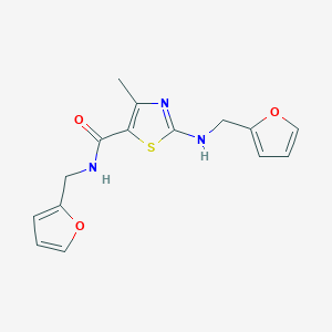 molecular formula C15H15N3O3S B11005431 N-(furan-2-ylmethyl)-2-[(furan-2-ylmethyl)amino]-4-methyl-1,3-thiazole-5-carboxamide 