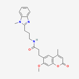 molecular formula C25H27N3O4 B11005493 3-(7-methoxy-4-methyl-2-oxo-2H-chromen-6-yl)-N-[3-(1-methyl-1H-benzimidazol-2-yl)propyl]propanamide 