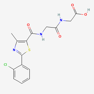 molecular formula C15H14ClN3O4S B11005546 N-{[2-(2-chlorophenyl)-4-methyl-1,3-thiazol-5-yl]carbonyl}glycylglycine 