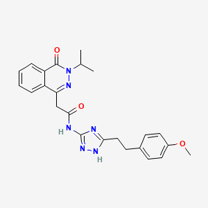 molecular formula C24H26N6O3 B11005564 N-{3-[2-(4-methoxyphenyl)ethyl]-1H-1,2,4-triazol-5-yl}-2-[4-oxo-3-(propan-2-yl)-3,4-dihydrophthalazin-1-yl]acetamide 