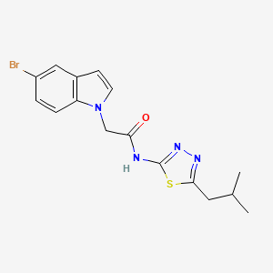 2-(5-bromo-1H-indol-1-yl)-N-[(2E)-5-(2-methylpropyl)-1,3,4-thiadiazol-2(3H)-ylidene]acetamide