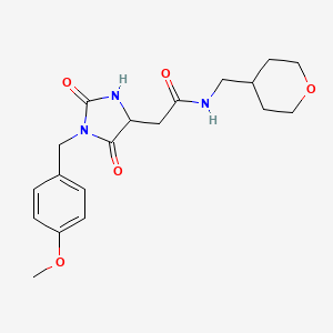 molecular formula C19H25N3O5 B11005595 2-[1-(4-methoxybenzyl)-2,5-dioxoimidazolidin-4-yl]-N-(tetrahydro-2H-pyran-4-ylmethyl)acetamide 