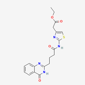 molecular formula C19H20N4O4S B11005626 Ethyl (2-{[4-(4-hydroxyquinazolin-2-yl)butanoyl]amino}-1,3-thiazol-4-yl)acetate 