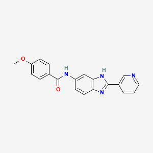 molecular formula C20H16N4O2 B11005638 4-methoxy-N-[2-(pyridin-3-yl)-1H-benzimidazol-5-yl]benzamide 