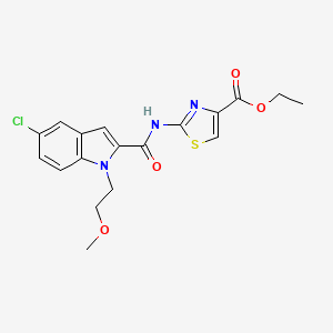 molecular formula C18H18ClN3O4S B11005728 ethyl 2-({[5-chloro-1-(2-methoxyethyl)-1H-indol-2-yl]carbonyl}amino)-1,3-thiazole-4-carboxylate 