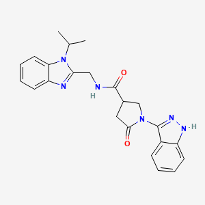 molecular formula C23H24N6O2 B11005752 1-(1H-indazol-3-yl)-5-oxo-N-{[1-(propan-2-yl)-1H-benzimidazol-2-yl]methyl}pyrrolidine-3-carboxamide 