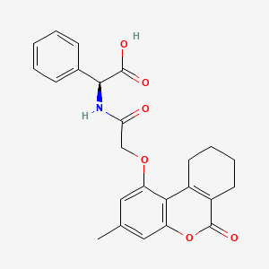 molecular formula C24H23NO6 B11005768 (2S)-({[(3-methyl-6-oxo-7,8,9,10-tetrahydro-6H-benzo[c]chromen-1-yl)oxy]acetyl}amino)(phenyl)ethanoic acid 