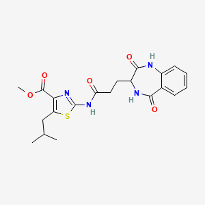 molecular formula C21H24N4O5S B11005814 methyl 2-{[3-(2,5-dioxo-2,3,4,5-tetrahydro-1H-1,4-benzodiazepin-3-yl)propanoyl]amino}-5-(2-methylpropyl)-1,3-thiazole-4-carboxylate 