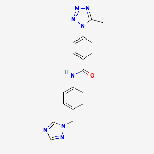 molecular formula C18H16N8O B11005846 4-(5-methyl-1H-tetrazol-1-yl)-N-[4-(1H-1,2,4-triazol-1-ylmethyl)phenyl]benzamide 