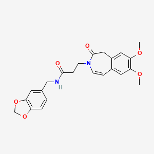 molecular formula C23H24N2O6 B11005921 N-(1,3-benzodioxol-5-ylmethyl)-3-(7,8-dimethoxy-2-oxo-1,2-dihydro-3H-3-benzazepin-3-yl)propanamide 