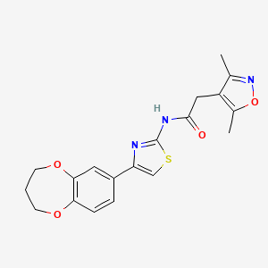 molecular formula C19H19N3O4S B11005932 N-[4-(3,4-dihydro-2H-1,5-benzodioxepin-7-yl)-1,3-thiazol-2-yl]-2-(3,5-dimethyl-1,2-oxazol-4-yl)acetamide 