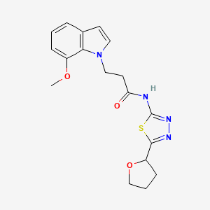 3-(7-methoxy-1H-indol-1-yl)-N-[5-(tetrahydrofuran-2-yl)-1,3,4-thiadiazol-2-yl]propanamide