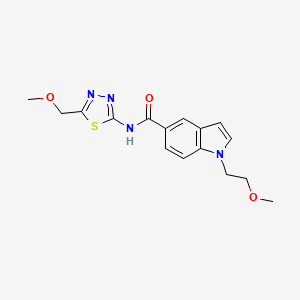 molecular formula C16H18N4O3S B11005966 1-(2-methoxyethyl)-N-(5-(methoxymethyl)-1,3,4-thiadiazol-2-yl)-1H-indole-5-carboxamide 