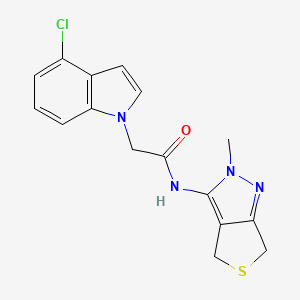 molecular formula C16H15ClN4OS B11006068 2-(4-chloro-1H-indol-1-yl)-N-(2-methyl-2,6-dihydro-4H-thieno[3,4-c]pyrazol-3-yl)acetamide 