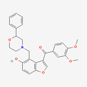 molecular formula C28H27NO6 B11006148 (3,4-Dimethoxyphenyl){5-hydroxy-4-[(2-phenylmorpholin-4-yl)methyl]-1-benzofuran-3-yl}methanone 