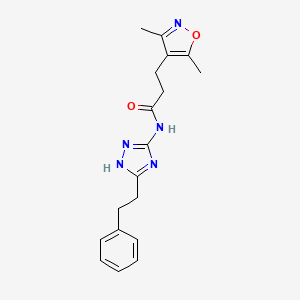 molecular formula C18H21N5O2 B11006173 3-(3,5-dimethyl-1,2-oxazol-4-yl)-N-[3-(2-phenylethyl)-1H-1,2,4-triazol-5-yl]propanamide 