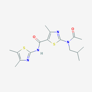 molecular formula C16H22N4O2S2 B11006242 2-[acetyl(2-methylpropyl)amino]-N-[(2E)-4,5-dimethyl-1,3-thiazol-2(3H)-ylidene]-4-methyl-1,3-thiazole-5-carboxamide 