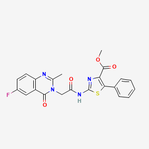 molecular formula C22H17FN4O4S B11006260 methyl 2-{[(6-fluoro-2-methyl-4-oxoquinazolin-3(4H)-yl)acetyl]amino}-5-phenyl-1,3-thiazole-4-carboxylate 