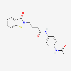 molecular formula C19H19N3O3S B11006268 N-[4-(acetylamino)phenyl]-4-(3-oxo-1,2-benzothiazol-2(3H)-yl)butanamide 