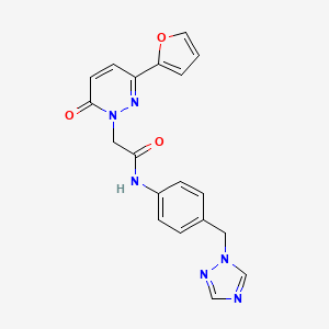 molecular formula C19H16N6O3 B11006274 2-[3-(furan-2-yl)-6-oxopyridazin-1(6H)-yl]-N-[4-(1H-1,2,4-triazol-1-ylmethyl)phenyl]acetamide 