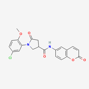 1-(5-chloro-2-methoxyphenyl)-5-oxo-N-(2-oxo-2H-chromen-6-yl)pyrrolidine-3-carboxamide